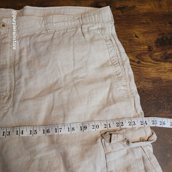Tommy Bahama Linen Cargo Pants L Relaxed Straight Stone Beige Coastal - Picture 7 of 10